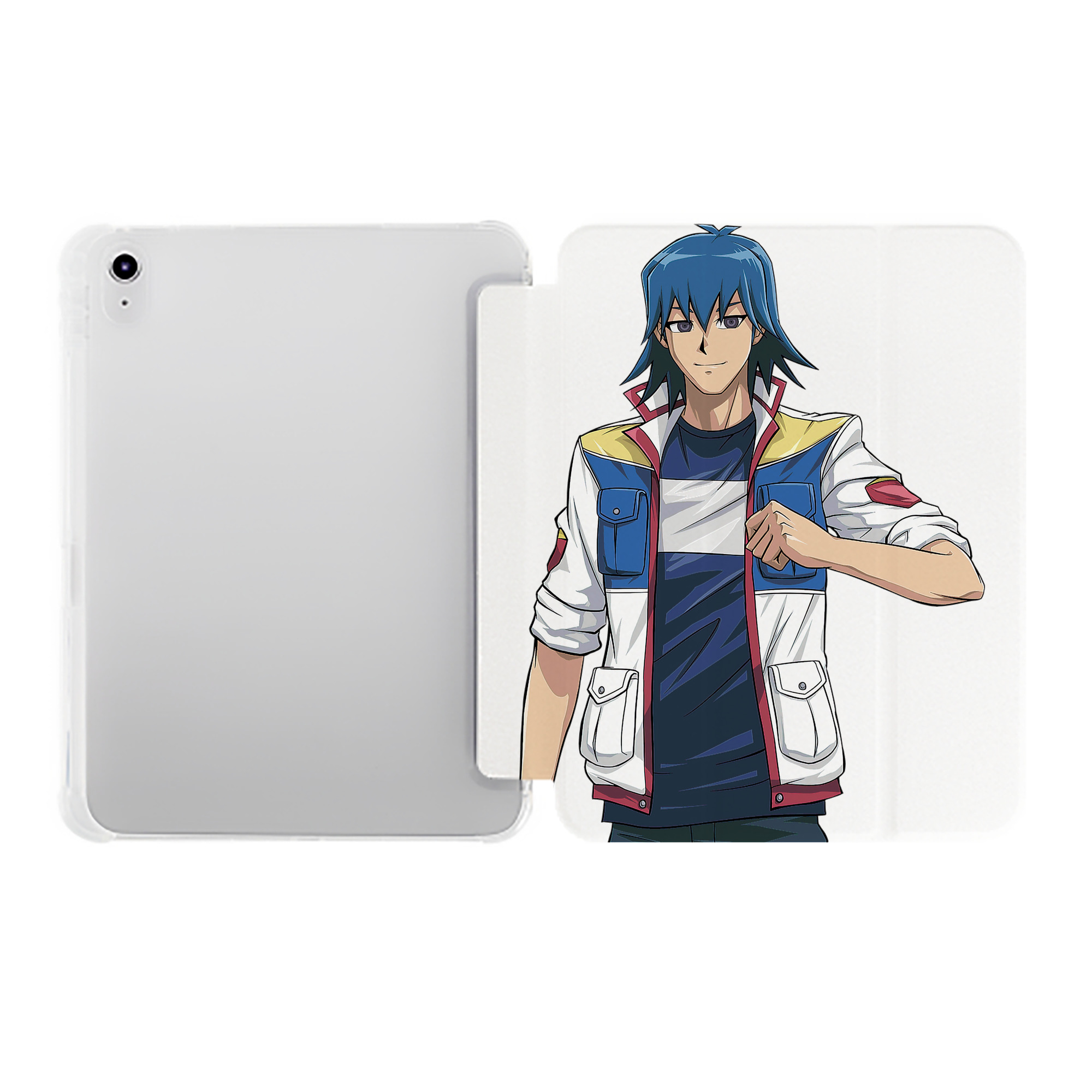 （画像用） 遊☆戯☆王 Yu-Gi-Oh! IPad ケース ペン収納付き 三つ折りスタンド PUレザー×シリコン 対応機種9.5/10.5/10.9インチ